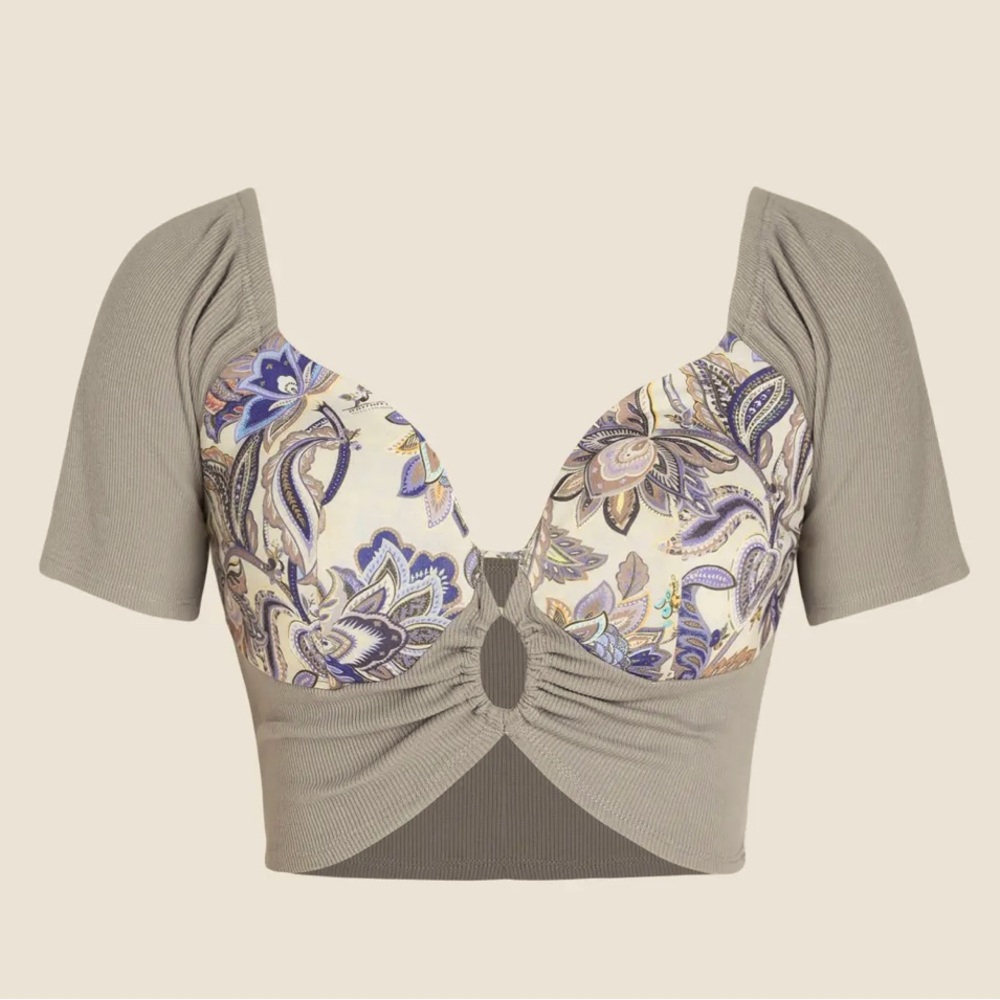 Floral Patchy Cut Out Crop Top